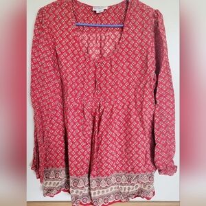 Motherhood Maternity Long Sleeve Boho Blouse Size Large